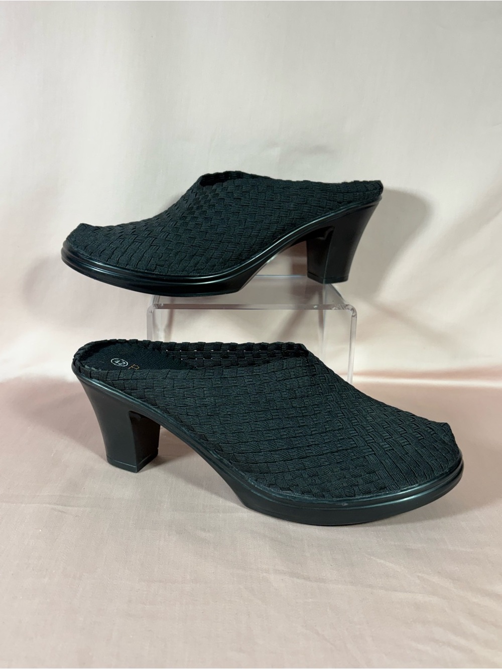 Bernie Mev BM Chesca Woven Black Slip On Mule Block Heel Shoes SZ 42/US 11